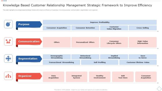 Knowledge Based Customer Relationship Management Strategic Framework To Improve Efficiency Elements PDF