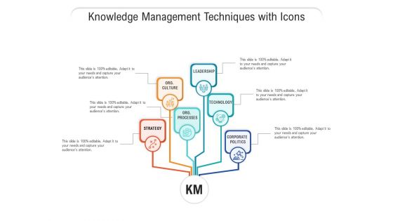Knowledge Management Techniques With Icons Ppt PowerPoint Presentation Layouts Clipart Images PDF