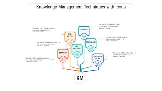 Knowledge Management Techniques With Icons Ppt PowerPoint Presentation Layouts Clipart Images PDF