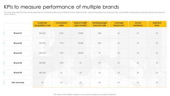 Kpis To Measure Performance Of Multiple Brands Elements PDF