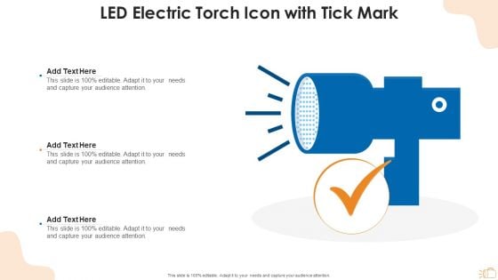 LED Electric Torch Icon With Tick Mark Slides PDF