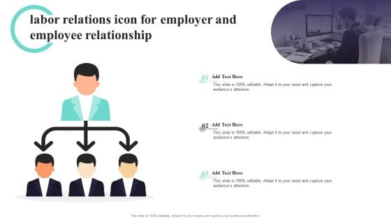 Labor Relations Icon For Employer And Employee Relationship Ppt PowerPoint Presentation Gallery File Formats PDF