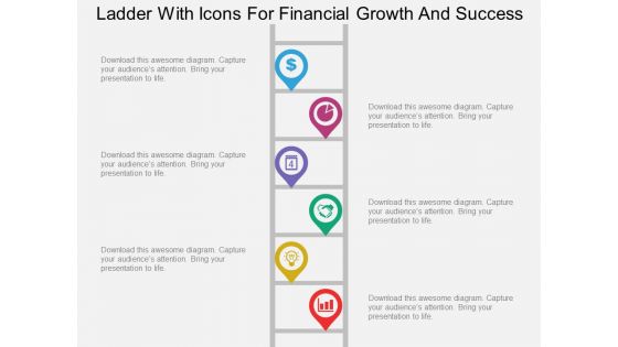 Ladder With Icons For Financial Growth And Success Powerpoint Template