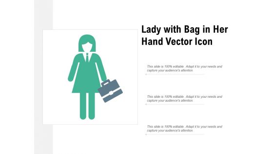 Lady With Bag In Her Hand Vector Icon Ppt PowerPoint Presentation Visual Aids Infographic Template