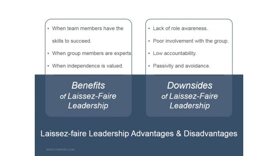 Laissez Faire Leadership Advantages And Disadvantages Ppt PowerPoint Presentation Icon