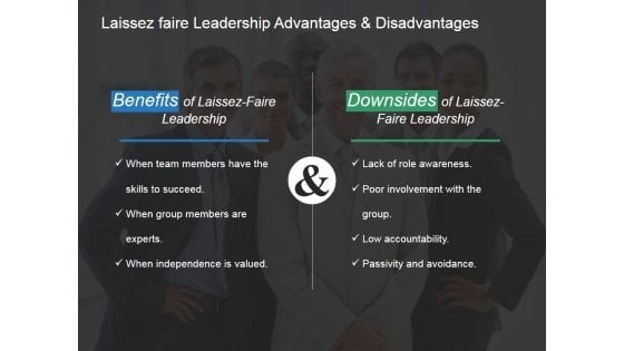 Laissez Faire Leadership Advantages And Disadvantages Ppt PowerPoint Presentation Infographic Template