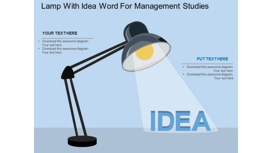 Lamp With Idea Word For Management Studies Powerpoint Template