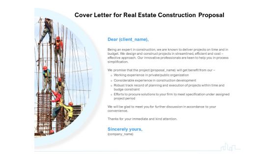 Land Holdings Building Cover Letter For Real Estate Construction Proposal Ppt Layouts Master Slide PDF