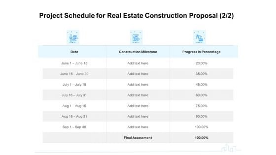 Land Holdings Building Project Schedule For Real Estate Construction Proposal Milestone Inspiration PDF