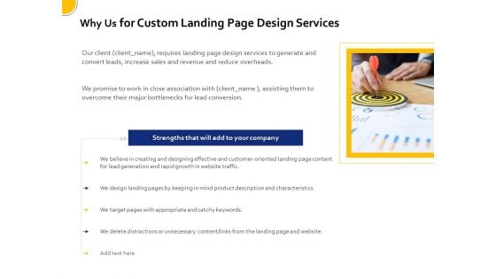 Landing Page Design And Optimization Why Us For Custom Landing Page Design Services Rules PDF