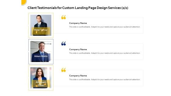 Landing Page Design Optimization Client Testimonials For Custom Landing Page Design Services Alizabeth Owen Elements PDF Landing Page Design Optimization Client Testimonials For Custom Landing Page Design Services Alizabeth Owen Elements PDF