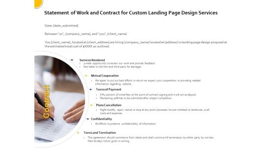 Landing Page Design Optimization Statement Of Work And Contract For Custom Landing Page Design Services Rules PDF