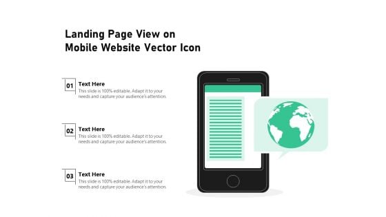 Landing Page View On Mobile Website Vector Icon Ppt PowerPoint Presentation Portfolio Slides PDF