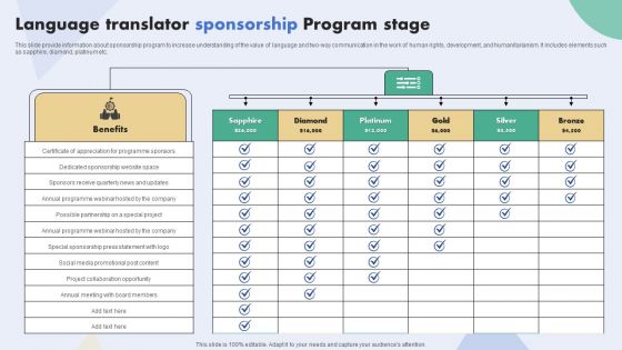 Language Translator Sponsorship Program Stage Background PDF