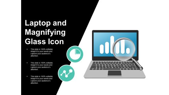 Laptop And Magnifying Glass Icon Ppt PowerPoint Presentation Outline Clipart Images