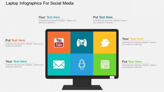 Laptop Infographics For Social Media Powerpoint Templates