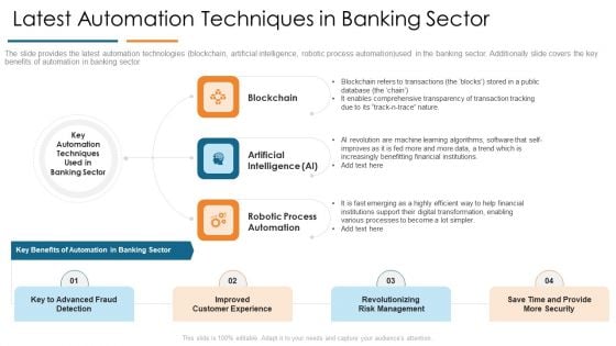 Latest Automation Techniques In Banking Sector Develop Organizational Productivity By Enhancing Business Process Portrait PDF