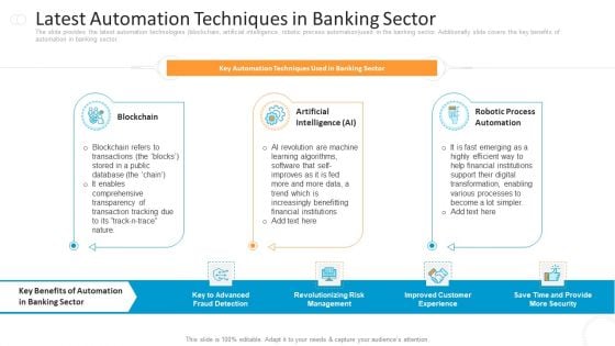 Latest Automation Techniques In Banking Sector Portrait PDF