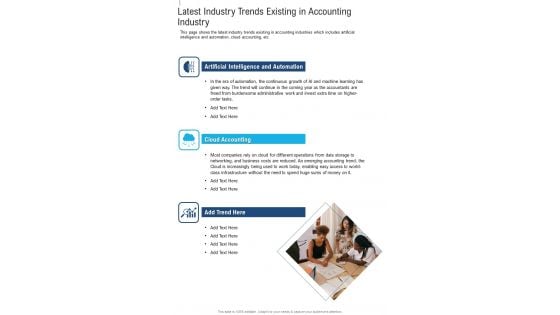 Latest Industry Trends Existing In Accounting Industry One Pager Documents
