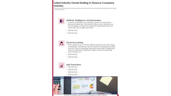 Latest Industry Trends Existing In Finance Company Industry One Pager Documents