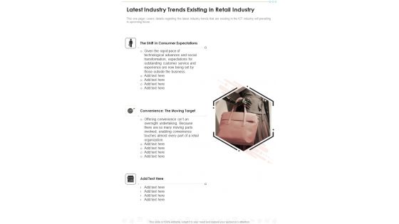 Latest Industry Trends Existing In Retail Industry One Pager Documents