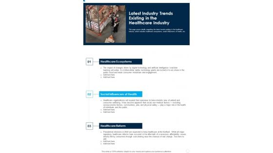 Latest Industry Trends Existing In The Healthcare Industry One Pager Documents Latest Industry Trends Existing In The Healthcare Industry One Pager Documents