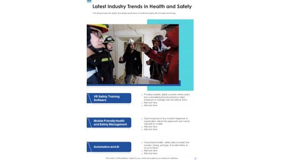 Latest Industry Trends In Health And Safety One Pager Documents