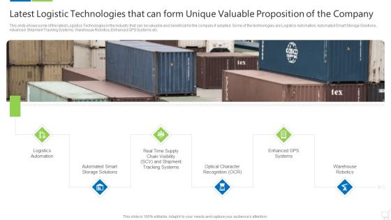 Latest Logistic Technologies That Can Form Unique Valuable Proposition Of The Company Brochure PDF