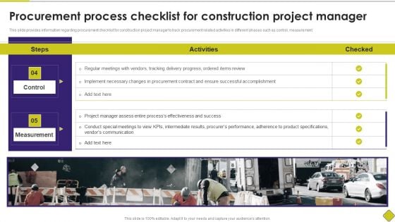 Latest Methodologies Of Construction Procurement Process Checklist For Construction Summary PDF