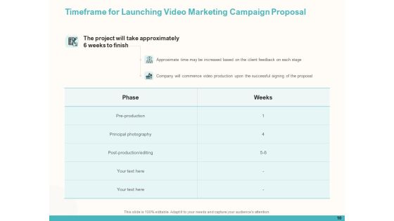 Launching Video Marketing Campaign Proposal Ppt PowerPoint Presentation Complete Deck With Slides Slide10