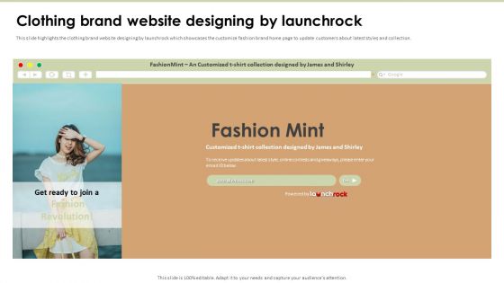 Launchrock Capital Raising Elevator Pitch Deck Clothing Brand Website Designing Template PDF