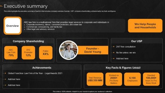 Law And Enforcement Company Profile Executive Summary Microsoft PDF