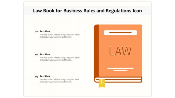 Law Book For Business Rules And Regulations Icon Ppt PowerPoint Presentation Infographic Template Diagrams PDF