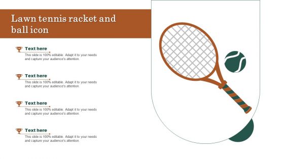 Lawn Tennis Racket And Ball Icon Portrait PDF