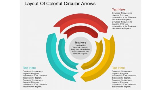 Layout Of Colorful Circular Arrows Powerpoint Template