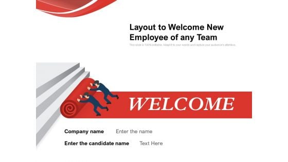 Layout To Welcome New Employee Of Any Team Ppt PowerPoint Presentation Summary Mockup PDF