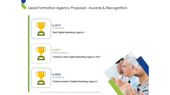 Lead Formation Agency Proposal Awards And Recognition Ppt Gallery Graphic Images PDF