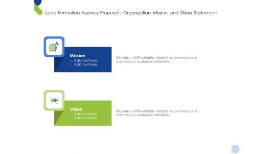 Lead Formation Agency Proposal Organization Mission And Vision Statement Ppt Pictures Slides PDF