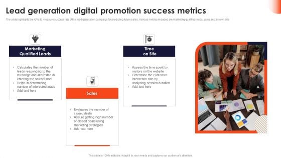 Lead Generation Digital Promotion Success Metrics Portrait PDF