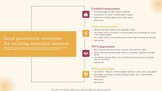 Lead Generation Strategies For Creating Customer Interest Improving Lead Generation Process Diagrams PDF
