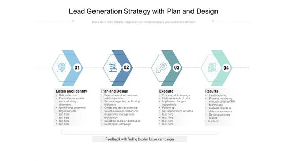 Lead Generation Strategy With Plan And Design Ppt PowerPoint Presentation File Clipart Images PDF