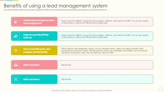 Lead Management To Engage Potential Customers Benefits Of Using A Lead Management System Microsoft PDF