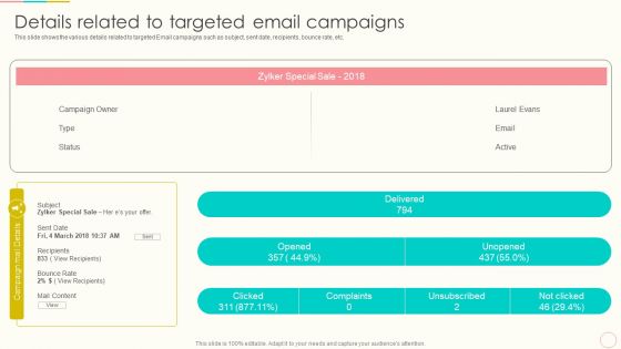 Lead Management To Engage Potential Customers Details Related To Targeted Email Campaigns Structure PDF