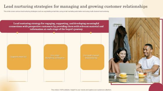 Lead Nurturing Strategies For Managing And Growing Customer Relationships Themes PDF
