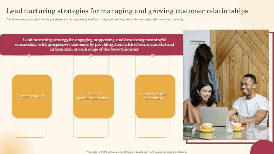 Lead Nurturing Strategies For Managing And Growing Customer Relationships Themes PDF Lead Nurturing Strategies For Managing And Growing Customer Relationships Themes PDF
