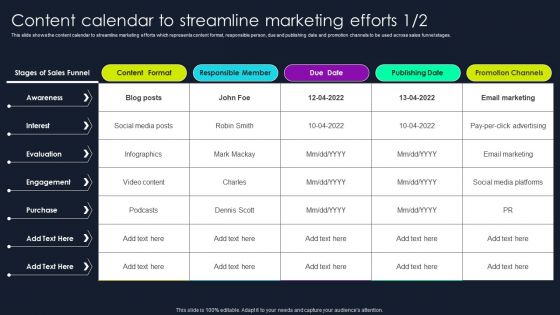 Lead Nurturing Tactics For Lead Generation Content Calendar To Streamline Marketing Efforts Summary PDF Lead Nurturing Tactics For Lead Generation Content Calendar To Streamline Marketing Efforts Summary PDF