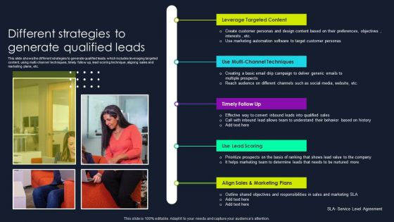 Lead Nurturing Tactics For Lead Generation Different Strategies To Generate Qualified Leads Portrait PDF