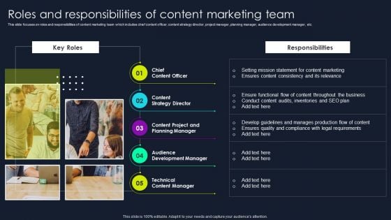 Lead Nurturing Tactics For Lead Generation Roles And Responsibilities Of Content Marketing Team Template PDF