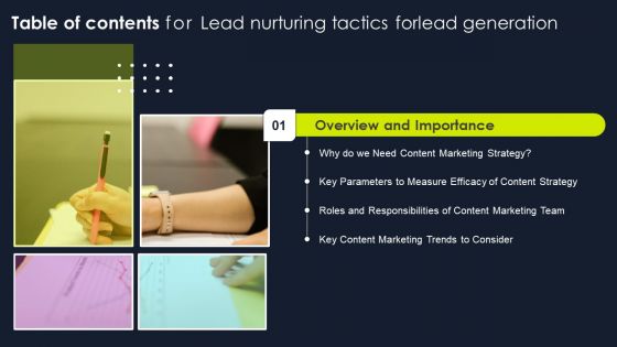 Lead Nurturing Tactics Forlead Generation Table Of Contents Topics PDF