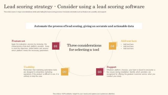 Lead Scoring Strategy Consider Using A Lead Scoring Software Improving Lead Generation Process Information PDF